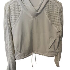 Lululemon White Crop Hooded Jacket With Mesh Sleeves Size